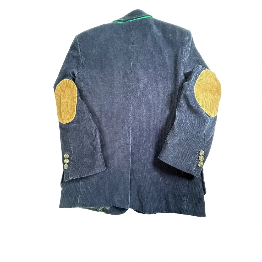 Tommy Hilfiger Corduroy‎ Blazer Jacket Boys Medium Navy Blue Elbow Patch Preppy